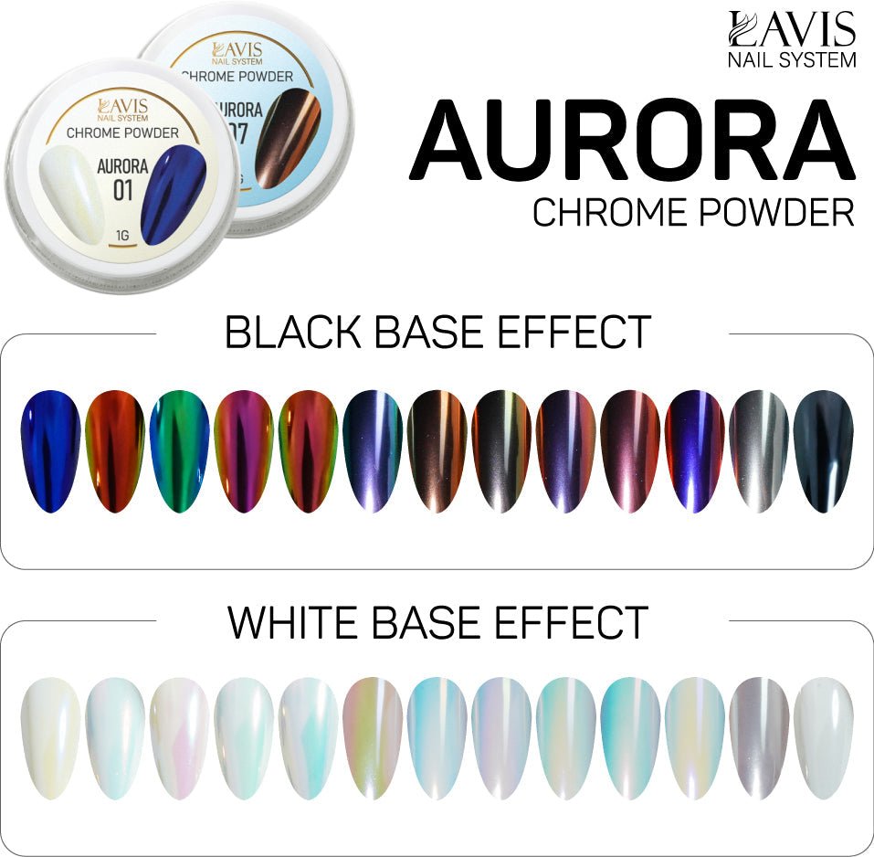 LAVIS Chrome Powder - AURORA GLASS - DTK Nail Supply