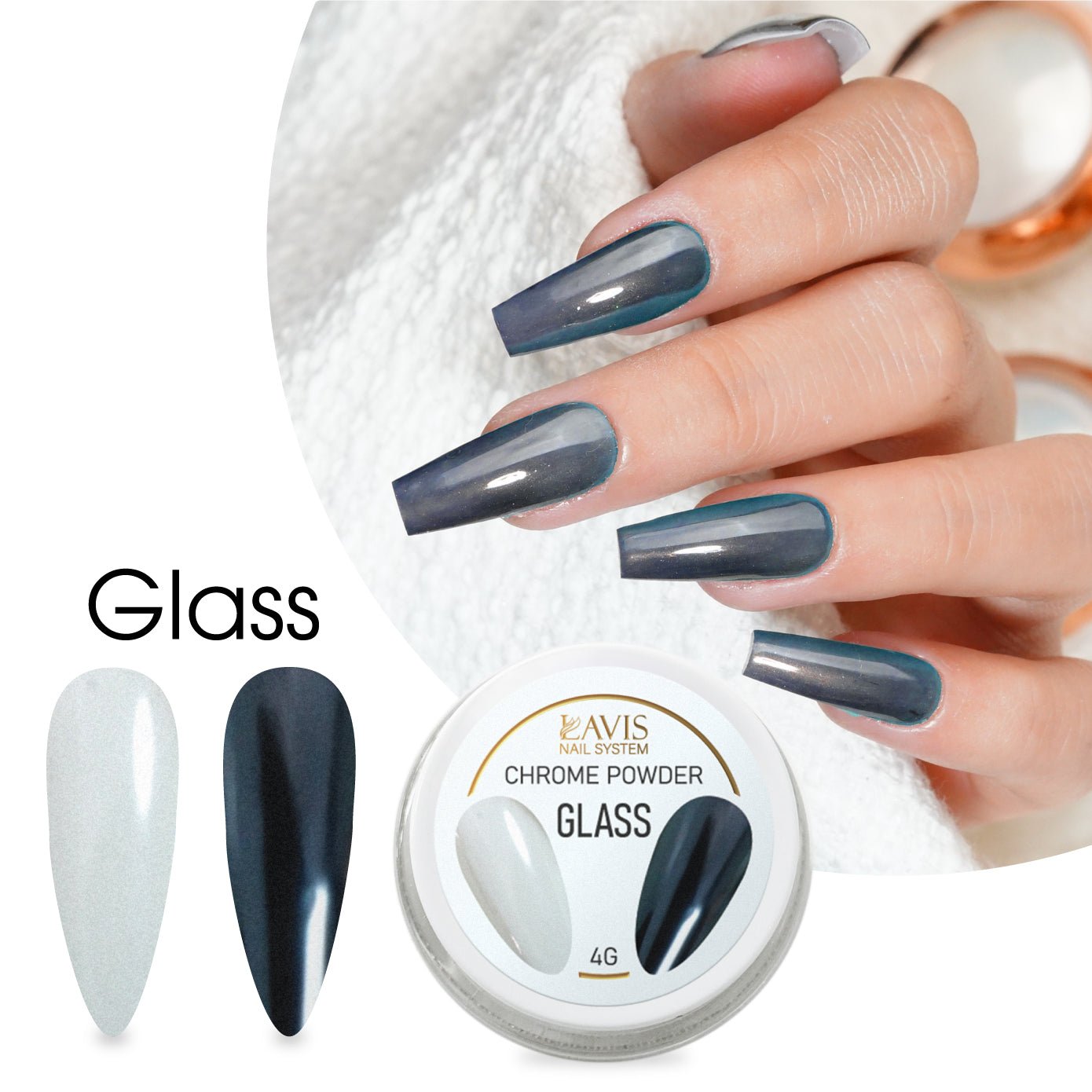 LAVIS Chrome Powder - AURORA GLASS - DTK Nail Supply