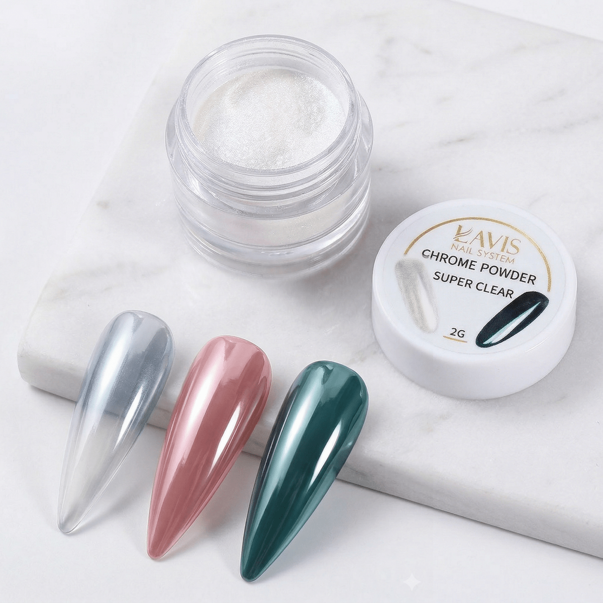 LAVIS Chrome Powder - Super Clear - 2g - DTK Nail Supply