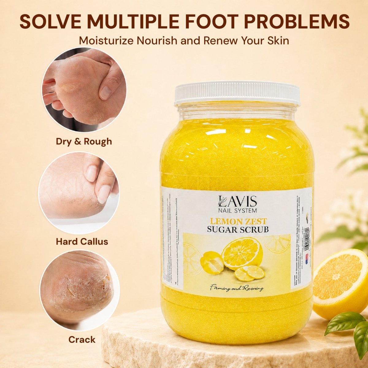 LAVIS Coconut Pineapple Sugar Scrub for Pedicure — 1-Gallon Salon Refill - DTK Nail Supply