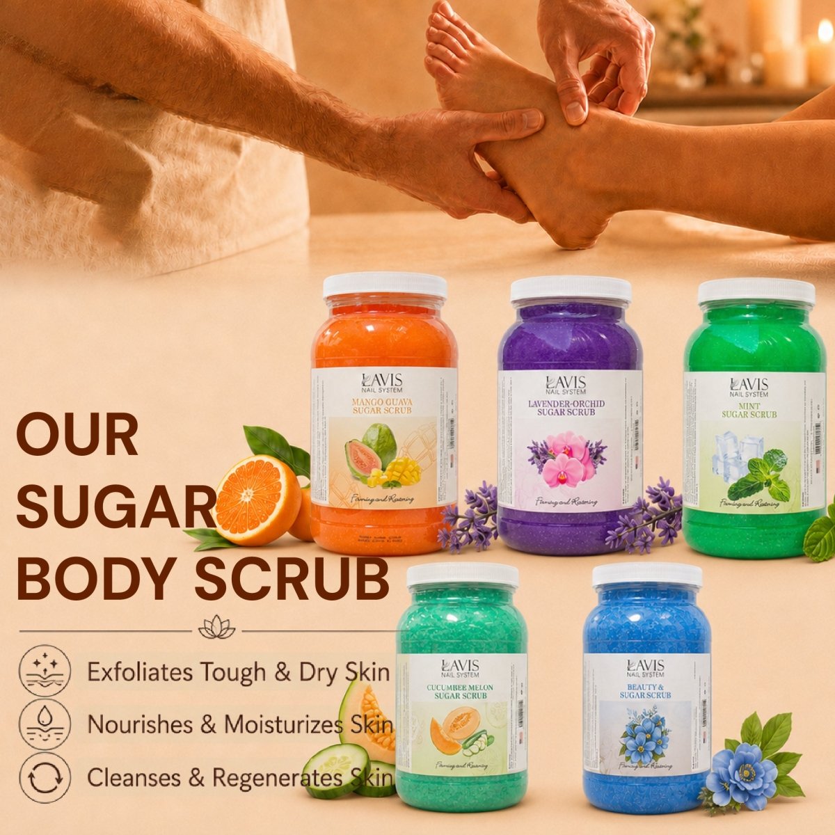 LAVIS Coconut Pineapple Sugar Scrub for Pedicure — 1-Gallon Salon Refill - DTK Nail Supply