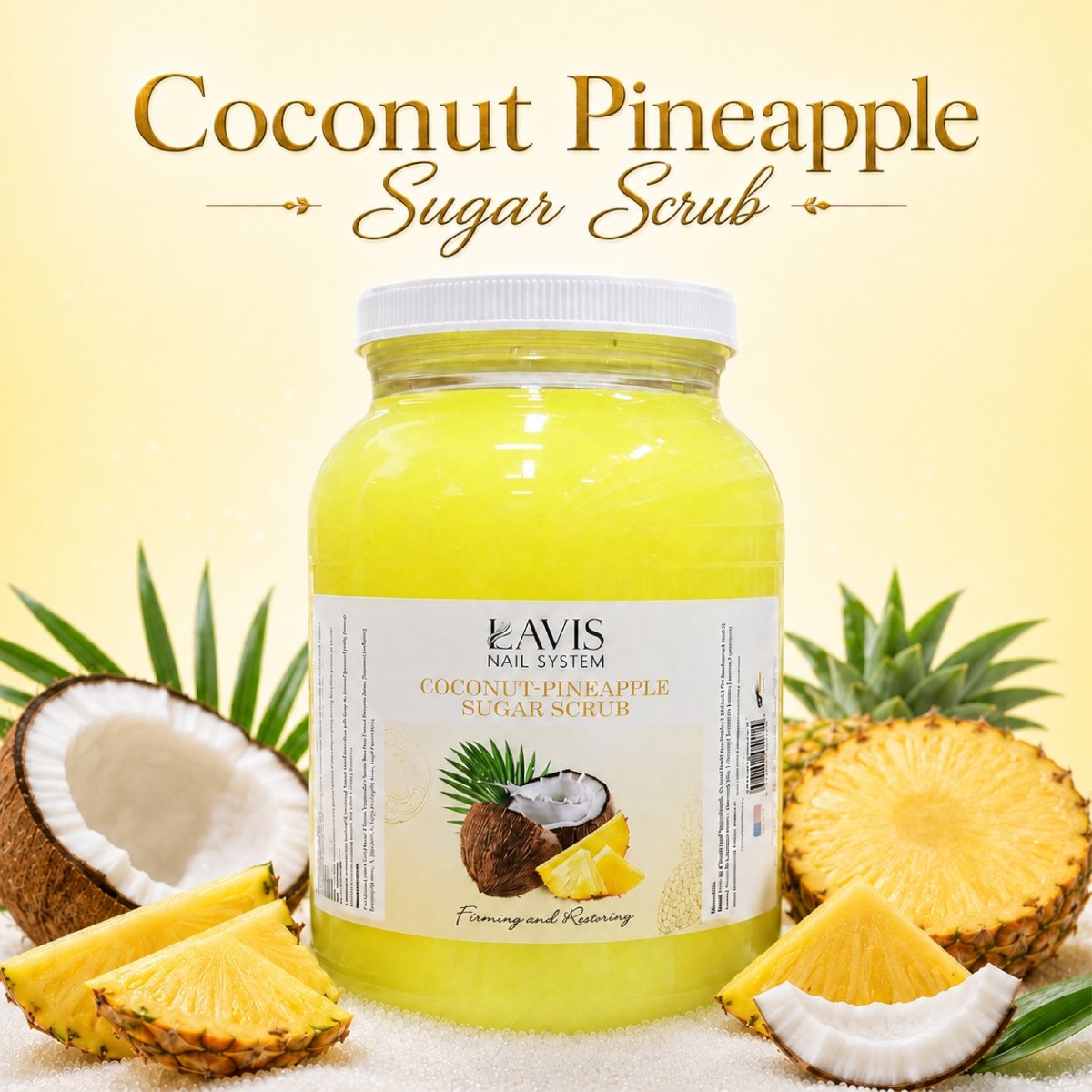 LAVIS Coconut Pineapple Sugar Scrub for Pedicure — 1-Gallon Salon Refill - DTK Nail Supply