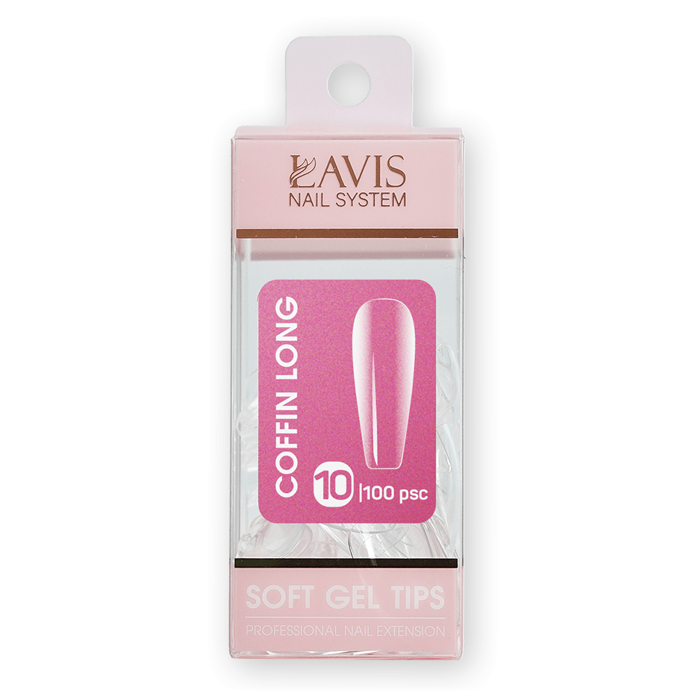 LAVIS Coffin Long - (100 pcs) - Soft Gel Tips Refill - DTK Nail Supply