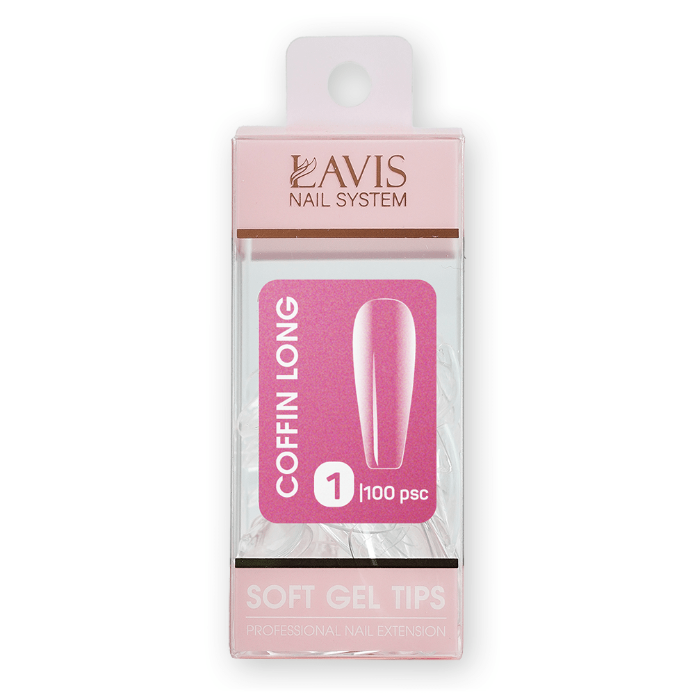 LAVIS Coffin Long - (100 pcs) - Soft Gel Tips Refill - DTK Nail Supply