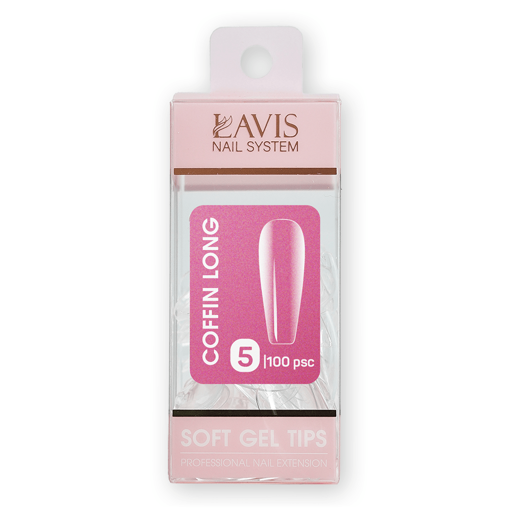 LAVIS Coffin Long - (100 pcs) - Soft Gel Tips Refill - DTK Nail Supply
