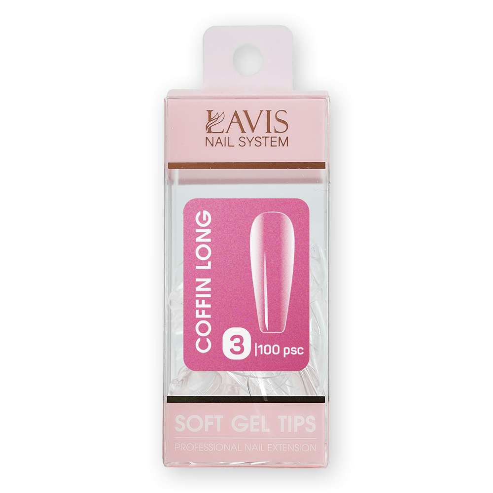 LAVIS Coffin Long - (100 pcs) - Soft Gel Tips Refill - DTK Nail Supply