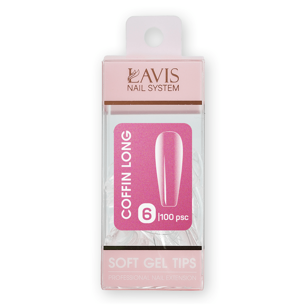 LAVIS Coffin Long - (100 pcs) - Soft Gel Tips Refill - DTK Nail Supply