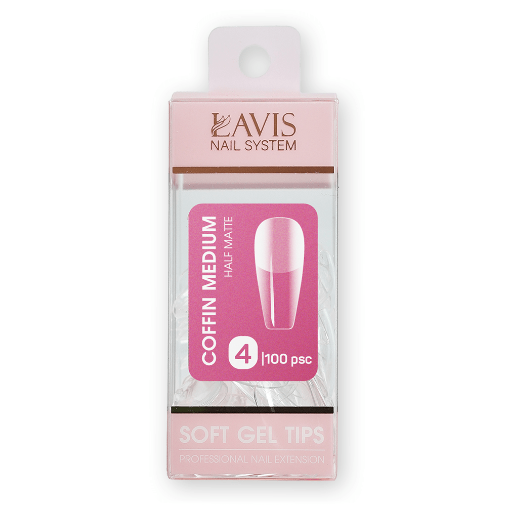 LAVIS Coffin Medium HM - (100 pcs) - Soft Gel Tips Refill - DTK Nail Supply