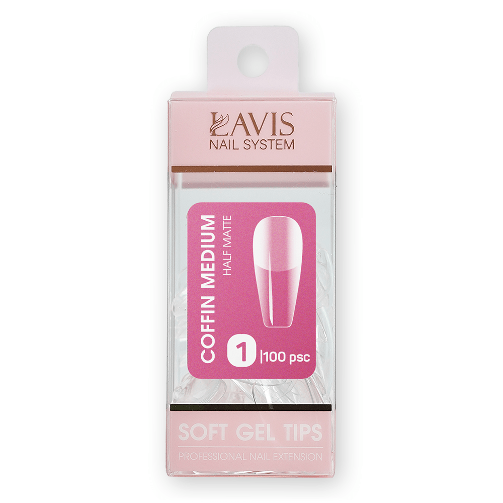 LAVIS Coffin Medium HM - (100 pcs) - Soft Gel Tips Refill - DTK Nail Supply