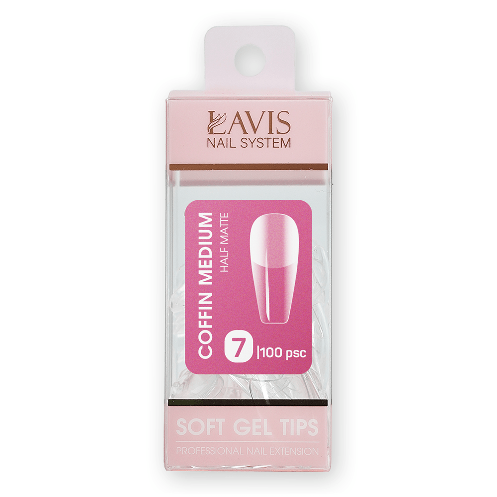 LAVIS Coffin Medium HM - (100 pcs) - Soft Gel Tips Refill - DTK Nail Supply