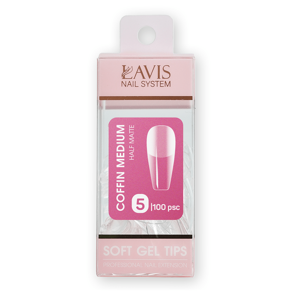 LAVIS Coffin Medium HM - (100 pcs) - Soft Gel Tips Refill - DTK Nail Supply
