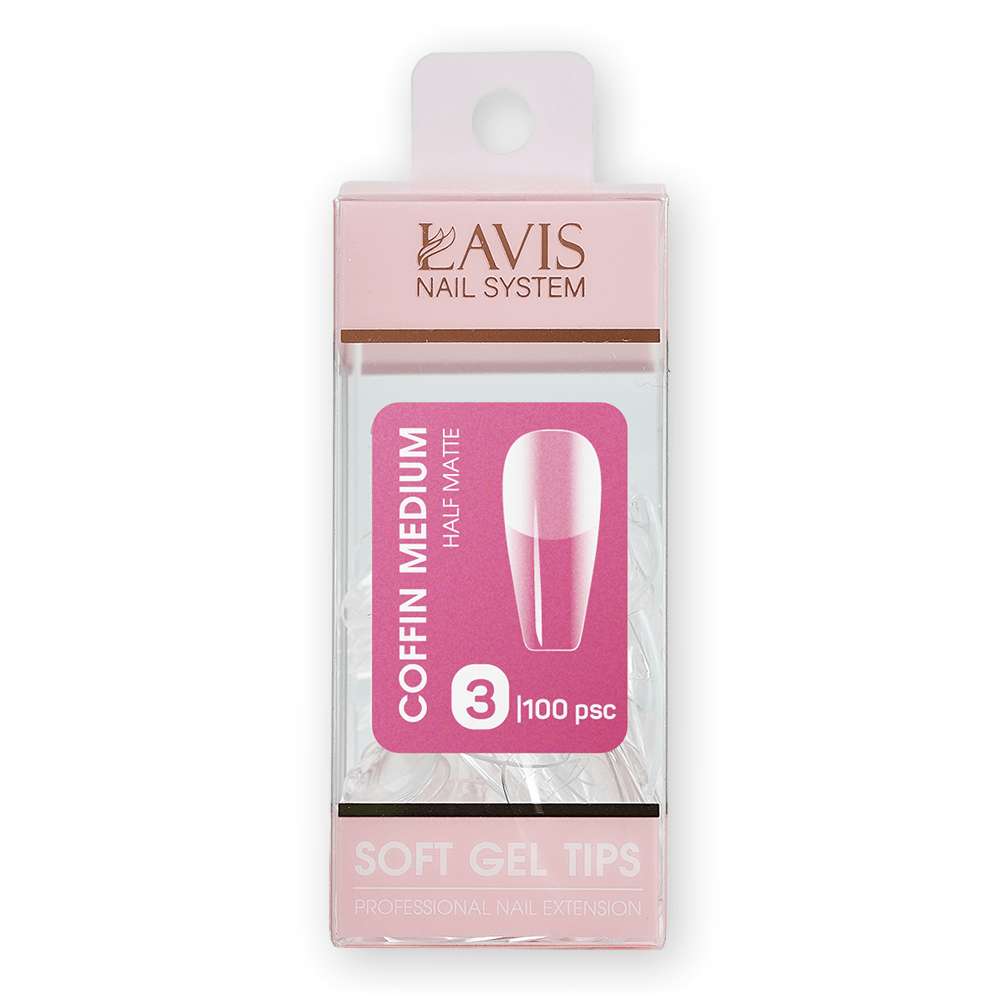 LAVIS Coffin Medium HM - (100 pcs) - Soft Gel Tips Refill - DTK Nail Supply