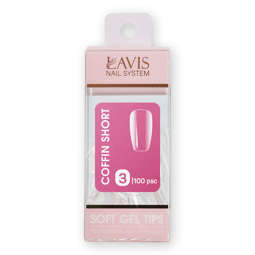 LAVIS Coffin Short - (100 pcs) - Soft Gel Tips Refill - DTK Nail Supply