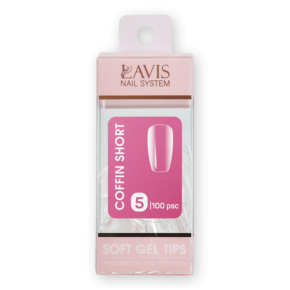 LAVIS Coffin Short - (100 pcs) - Soft Gel Tips Refill - DTK Nail Supply