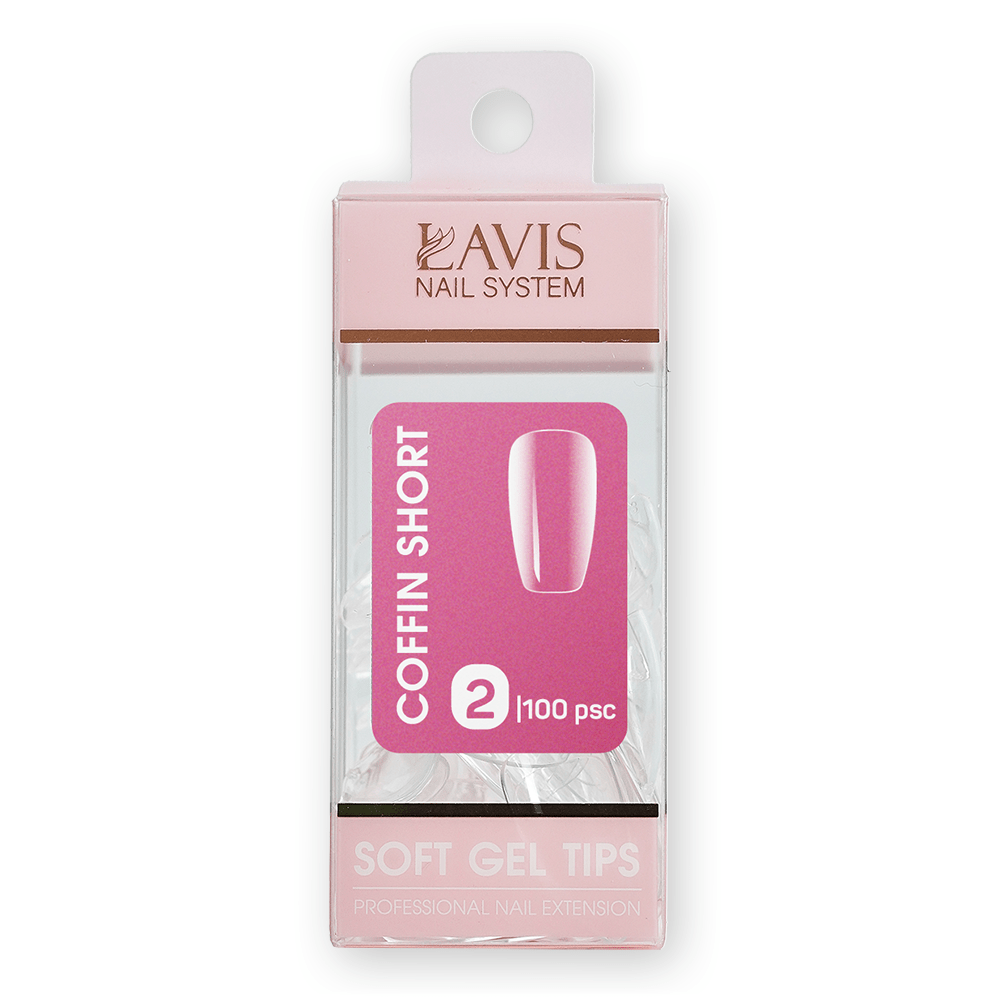LAVIS Coffin Short - (100 pcs) - Soft Gel Tips Refill - DTK Nail Supply