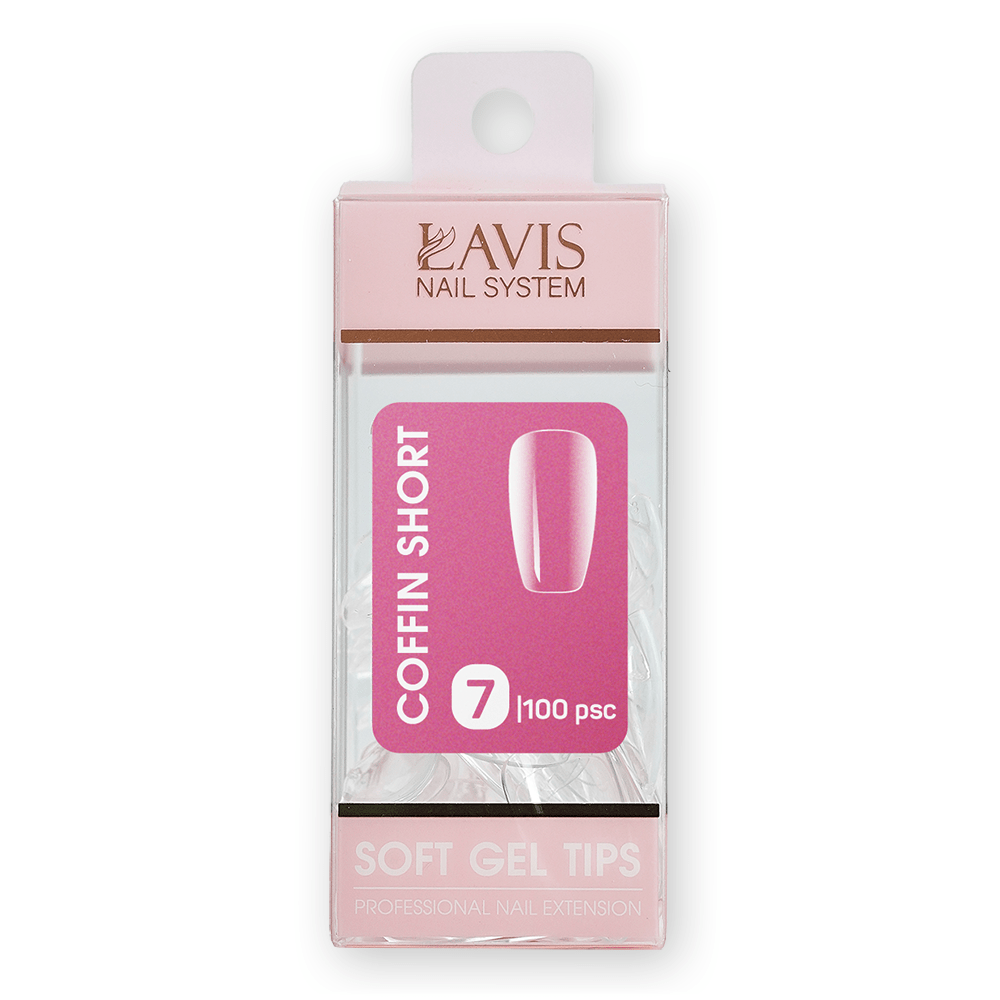 LAVIS Coffin Short - (100 pcs) - Soft Gel Tips Refill - DTK Nail Supply