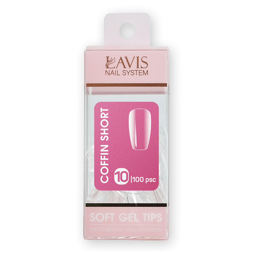 LAVIS Coffin Short - (100 pcs) - Soft Gel Tips Refill - DTK Nail Supply