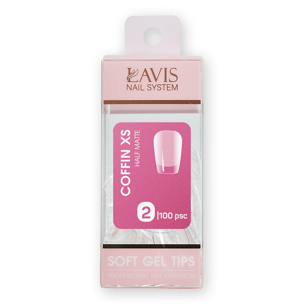 LAVIS Coffin XS - (100 pcs) - Soft Gel Tips Refill - DTK Nail Supply