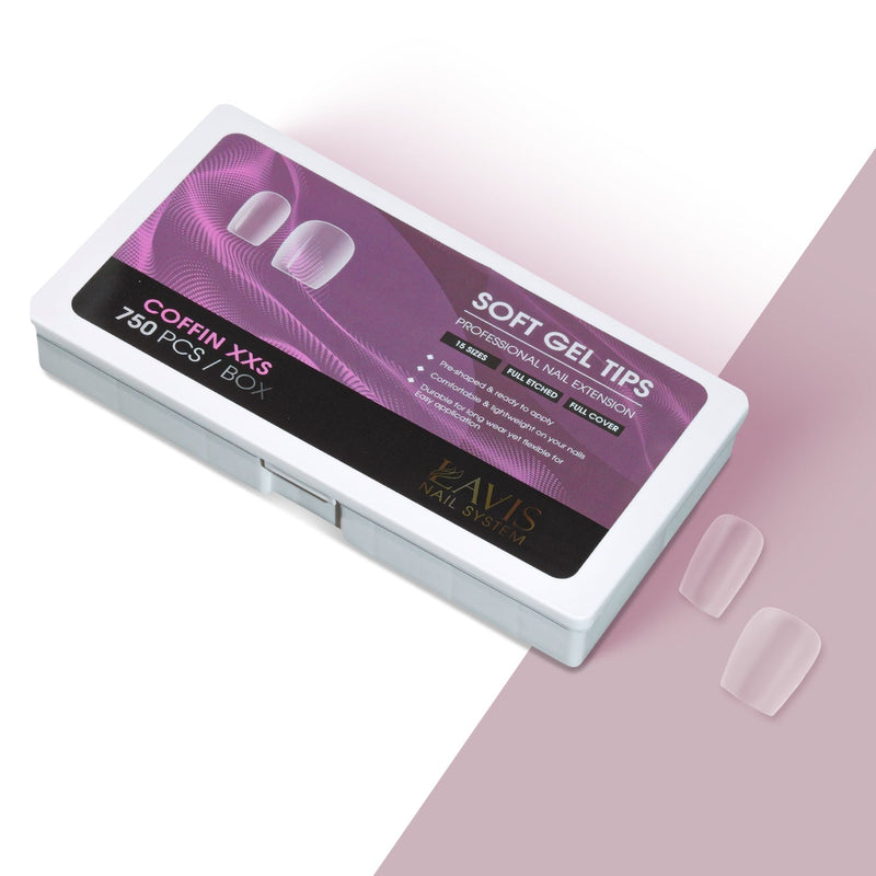 LAVIS Coffin XXS - 15 Sizes Full Etched - Soft Gel Tips - DTK Nail Supply