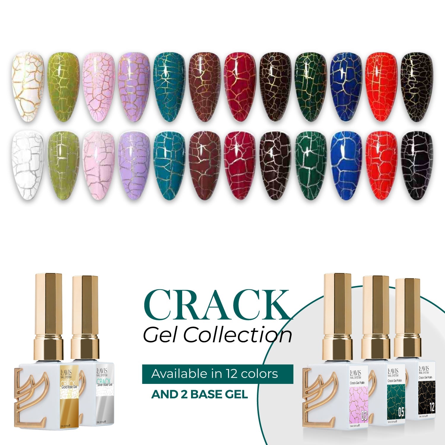 LAVIS Crack Gel 02 + Silver Crack Base Gel - 0.5 oz - DTK Nail Supply