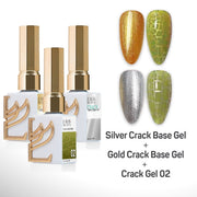 LAVIS Crack Gel 02 + Silver Crack Base Gel + Gold Crack Base Gel - 0.5 oz - DTK Nail Supply