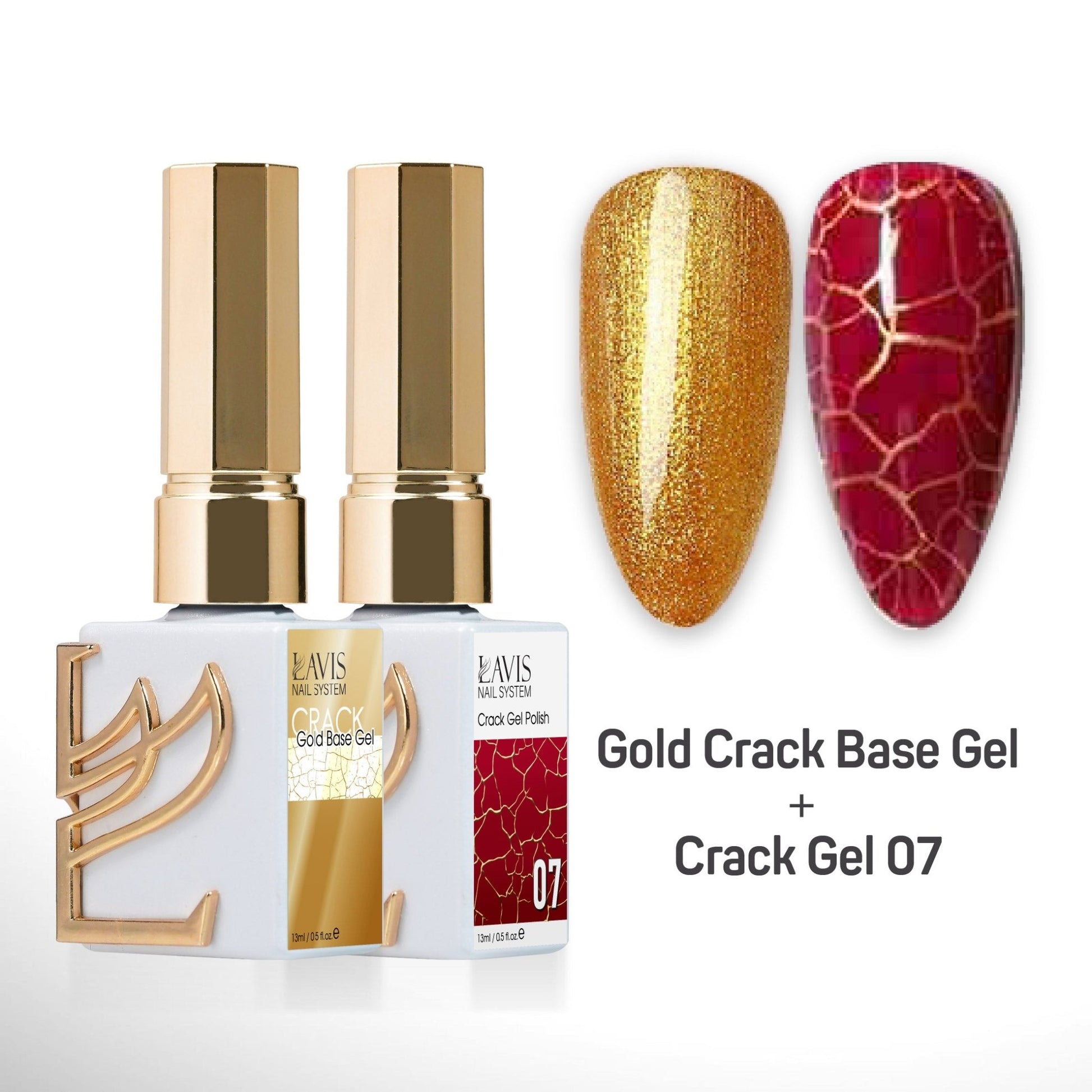 LAVIS Crack Gel 07 + Gold Crack Base Gel - 0.5 oz - DTK Nail Supply