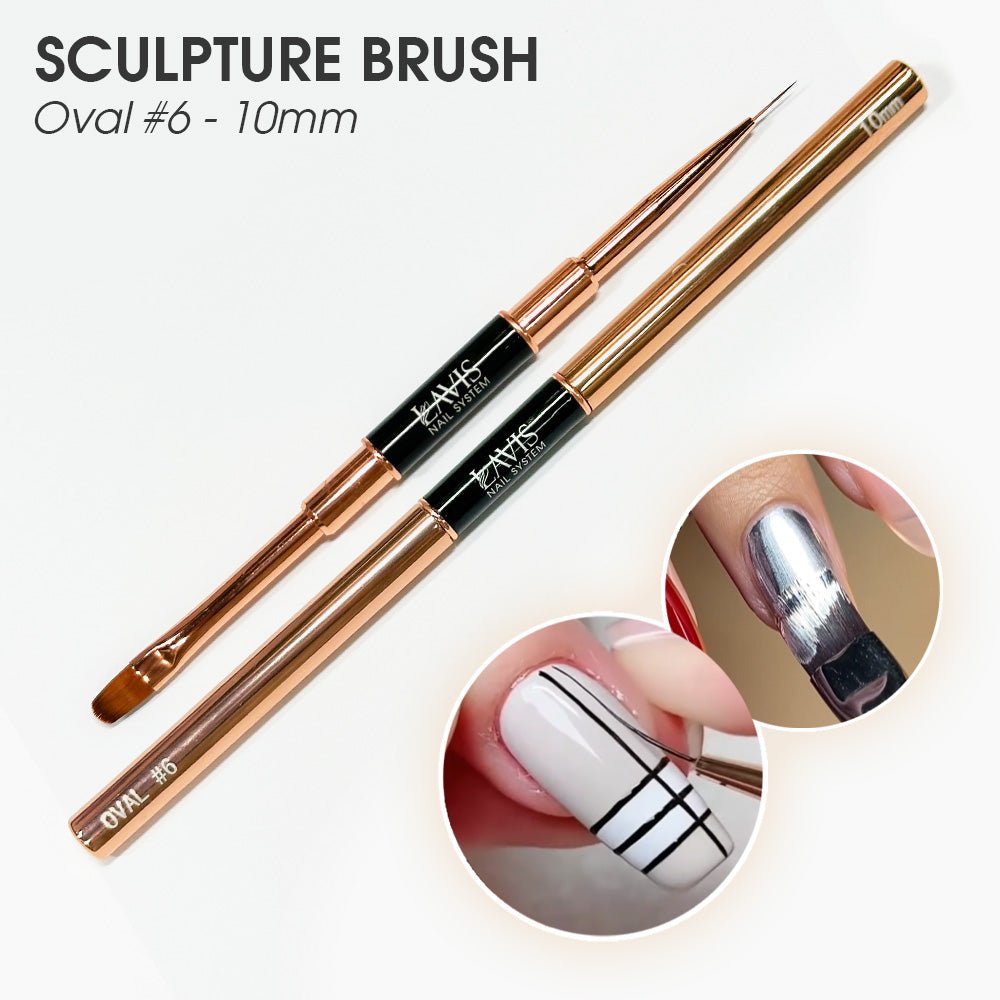 LAVIS Double Ended Oval 6 & 10mm Liner Brush - DTK Nail Supply