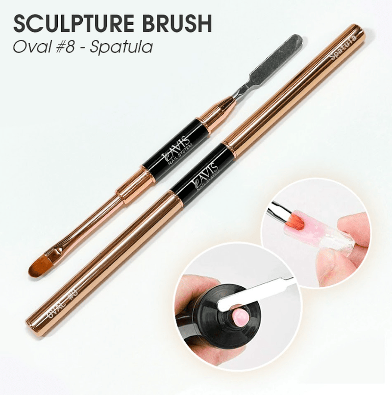 LAVIS Double Ended Oval 8 & Spatula Brush - DTK Nail Supply