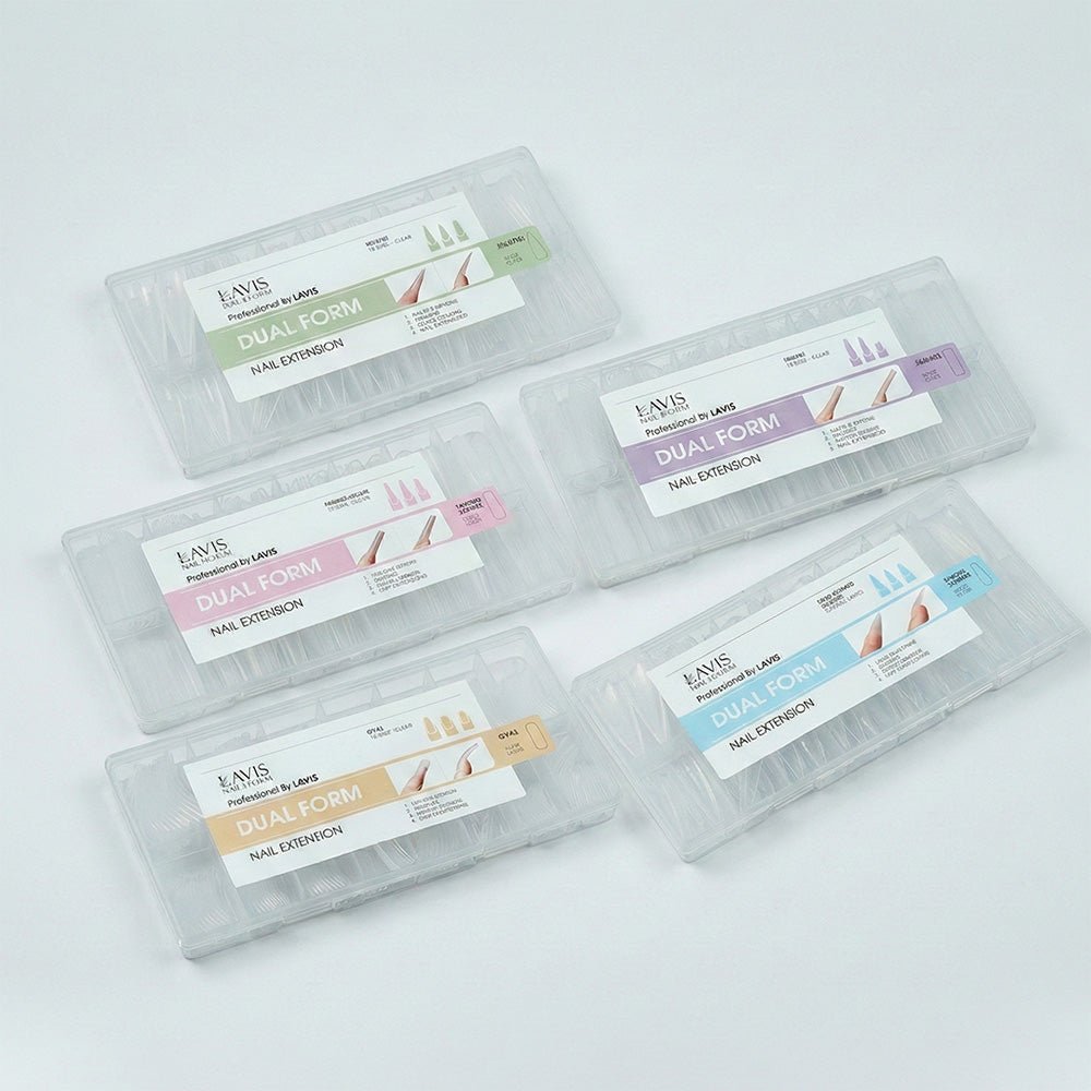 LAVIS DUAL FORM KIT: Pointed Almond - Stiletto - Square - Oval - Tapered Square - 15 Sizes - DTK Nail Supply