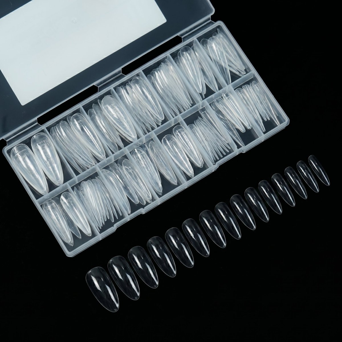 LAVIS - Dual Form Long Almond 15 Sizes Clear - DTK Nail Supply