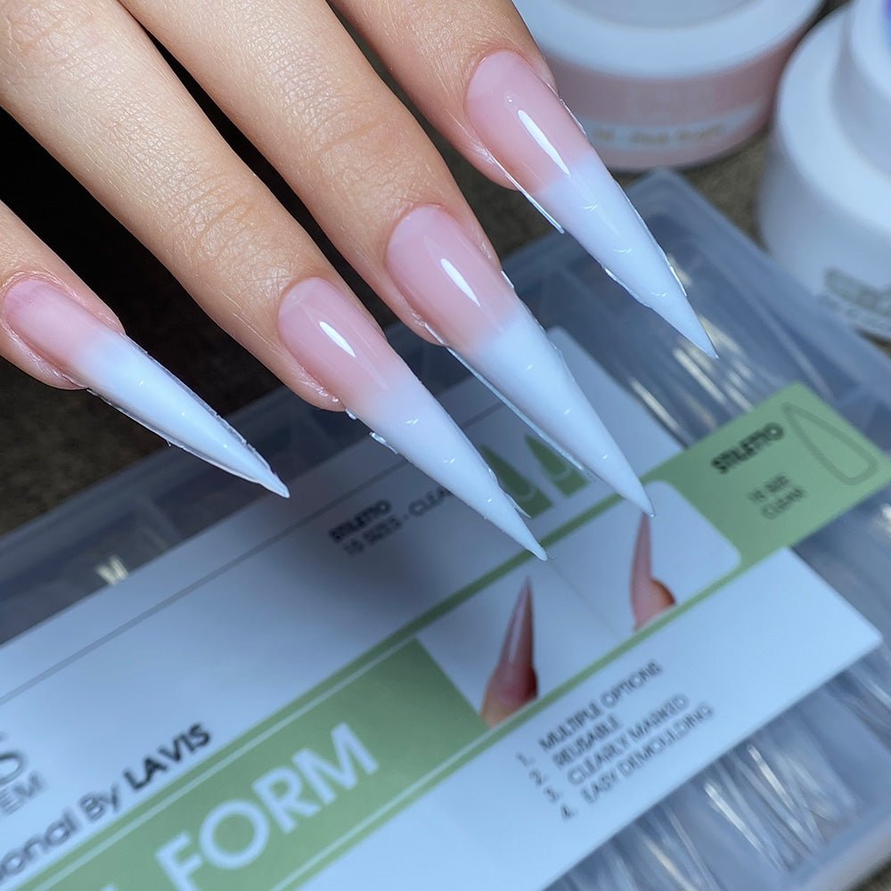 LAVIS - Dual Form Stiletto 15 Sizes Clear - DTK Nail Supply