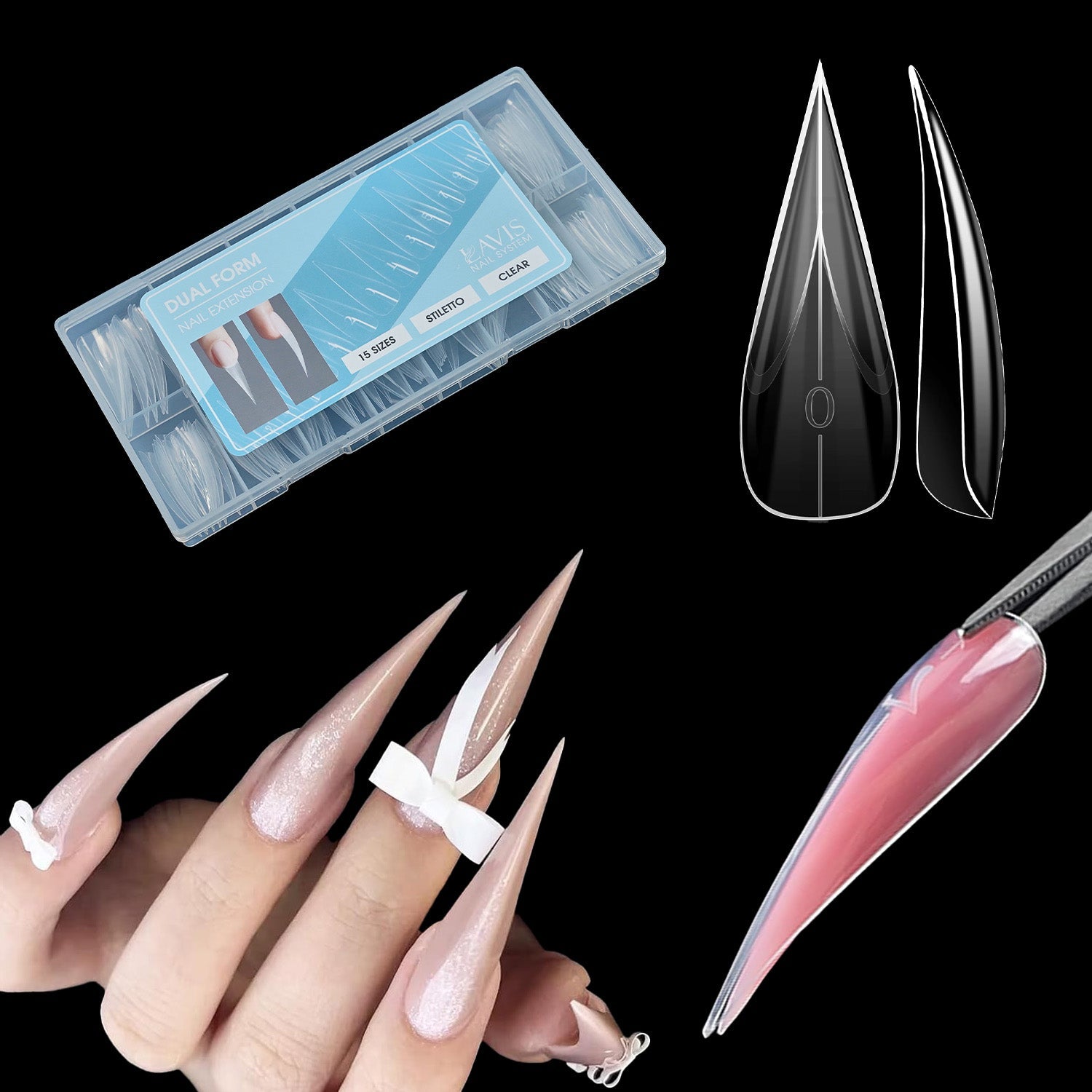 LAVIS - Dual Form Stiletto Clear - DTK Nail Supply
