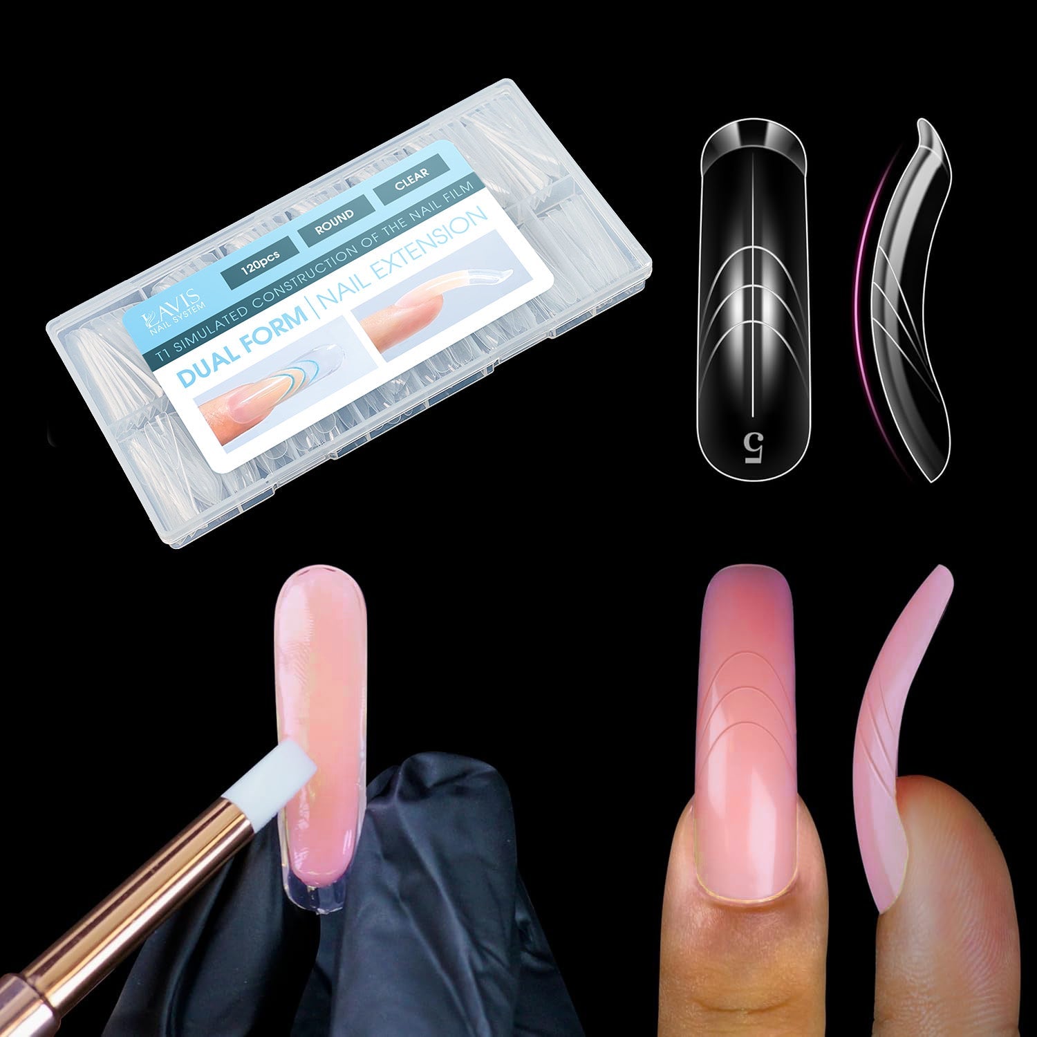 LAVIS - Dual Form Tips Taye Part 1 - Round Clear - DTK Nail Supply