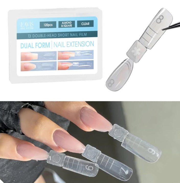 LAVIS - Dual Form Tips Taye Part 3 - Almond & Square Clear - DTK Nail Supply
