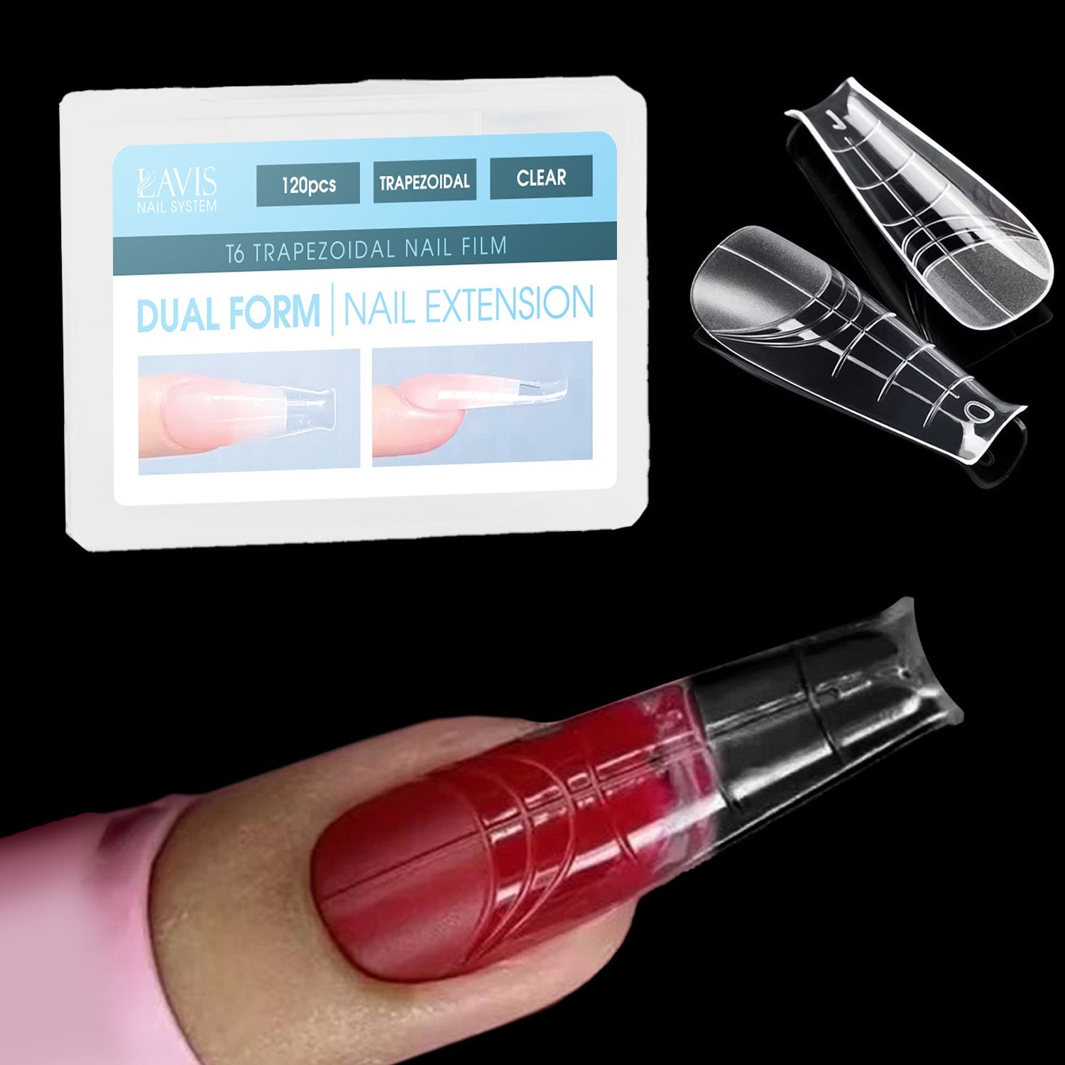 LAVIS - Dual Form Tips Taye Part 6 - Trapezoidal Clear - DTK Nail Supply