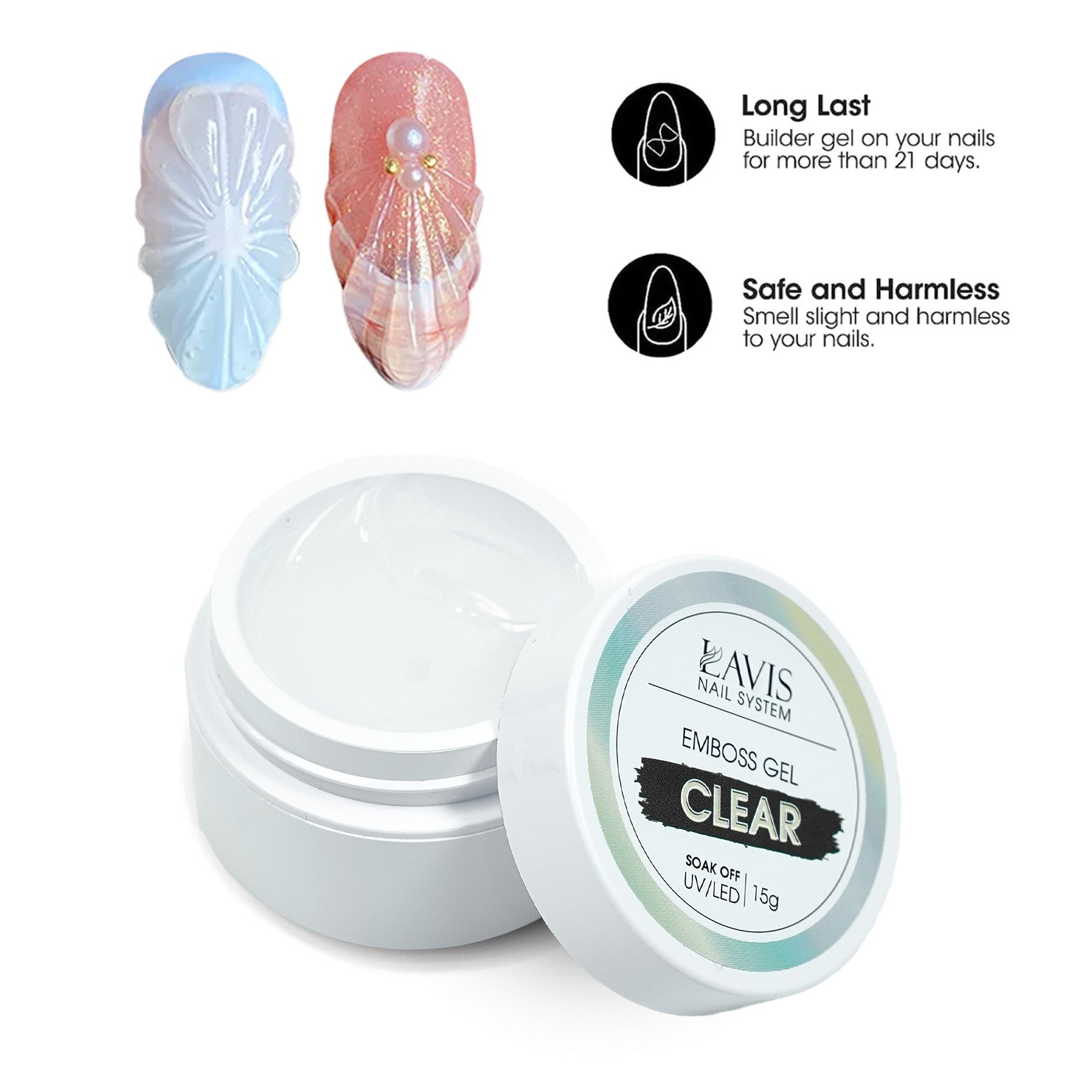 LAVIS Emboss Gel - Clear 30g - DTK Nail Supply