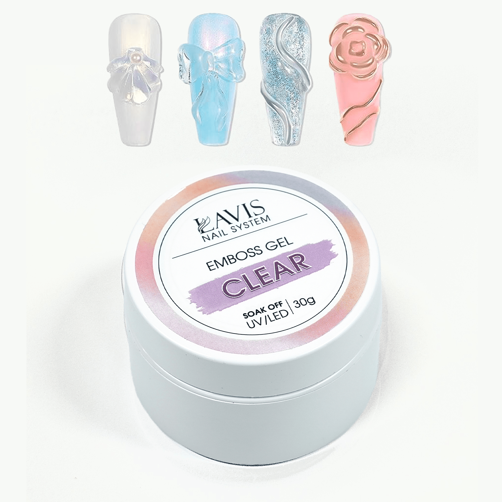 LAVIS Emboss Gel - Clear 30g - DTK Nail Supply