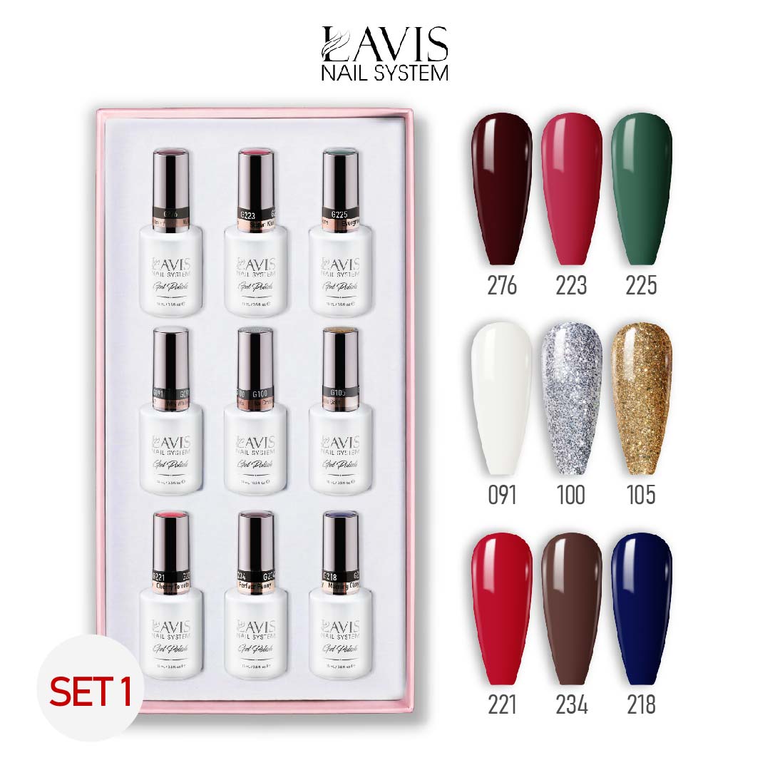 Lavis Gel Color Set 1 (9 Colors) – Core Trendy Gel Polish Set for Nail Salons - DTK Nail Supply