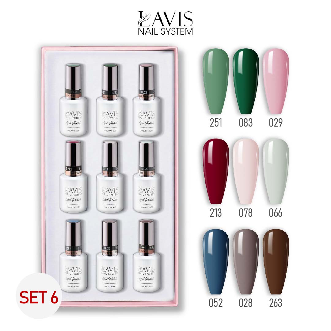 Lavis Gel Color Set 6 (9 Colors) – Soft Neutral & Modern Everyday Gel Polish Set - DTK Nail Supply