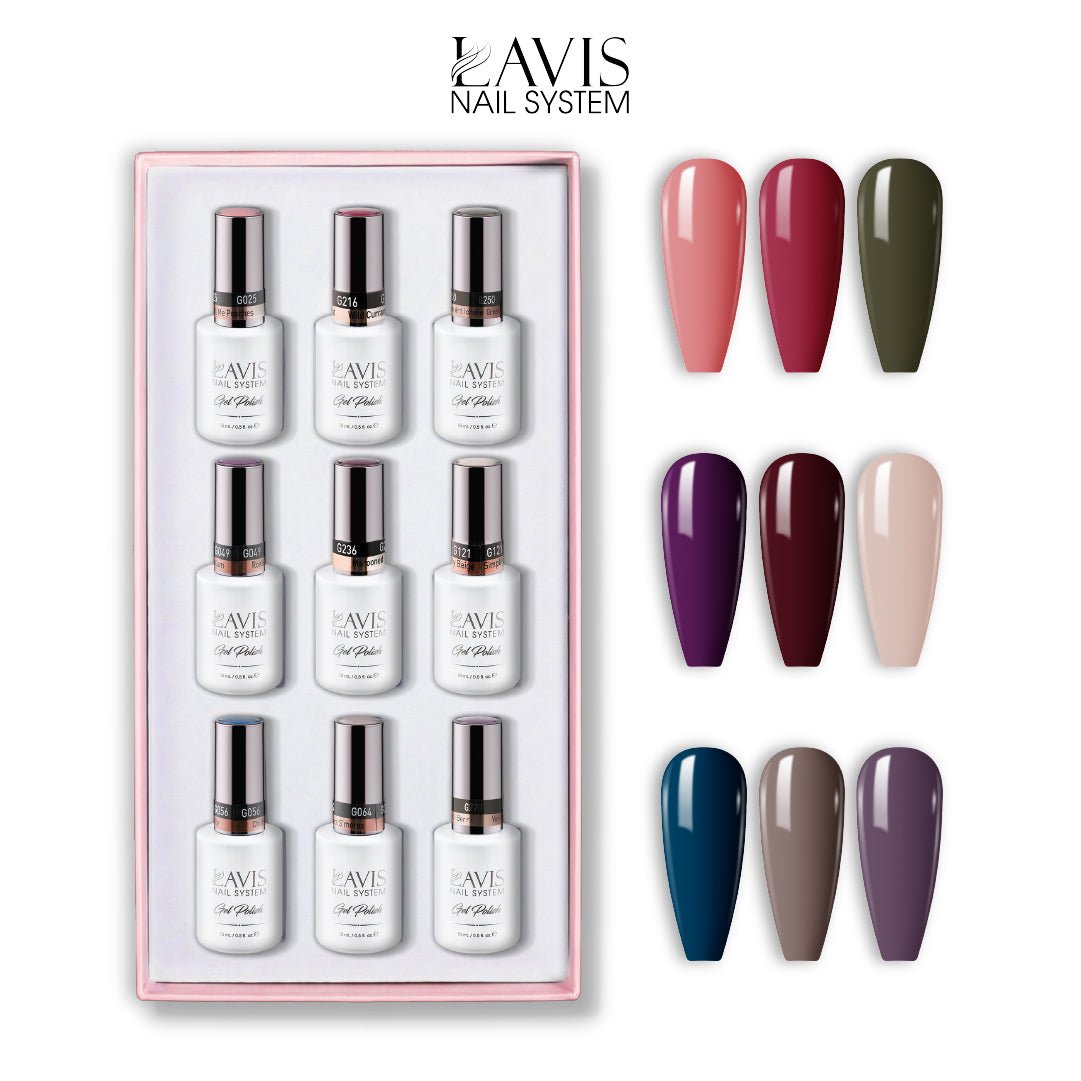Lavis Gel Color Set 7 (9 Colors) – Bright & Playful Gel Polish Set for Nail Salons - DTK Nail Supply