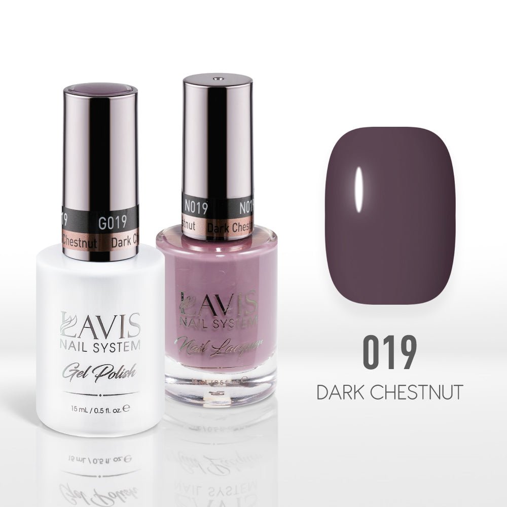 Lavis Gel Nail Polish Duo - 019 Dark Chestnut - DTK Nail Supply