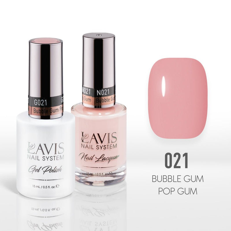 Lavis Gel Nail Polish Duo - 021 Bubble Gum Pop Gum - DTK Nail Supply