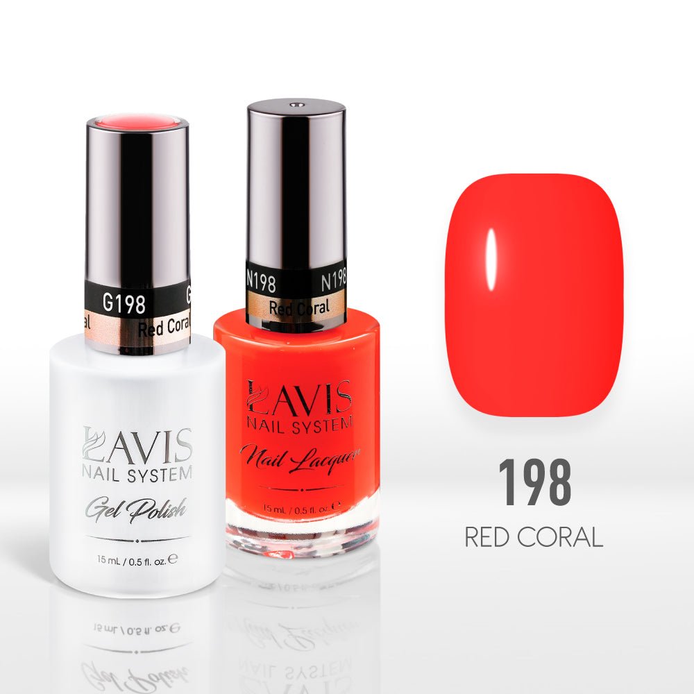Lavis Gel Nail Polish Duo - 198 Red Coral - DTK Nail Supply