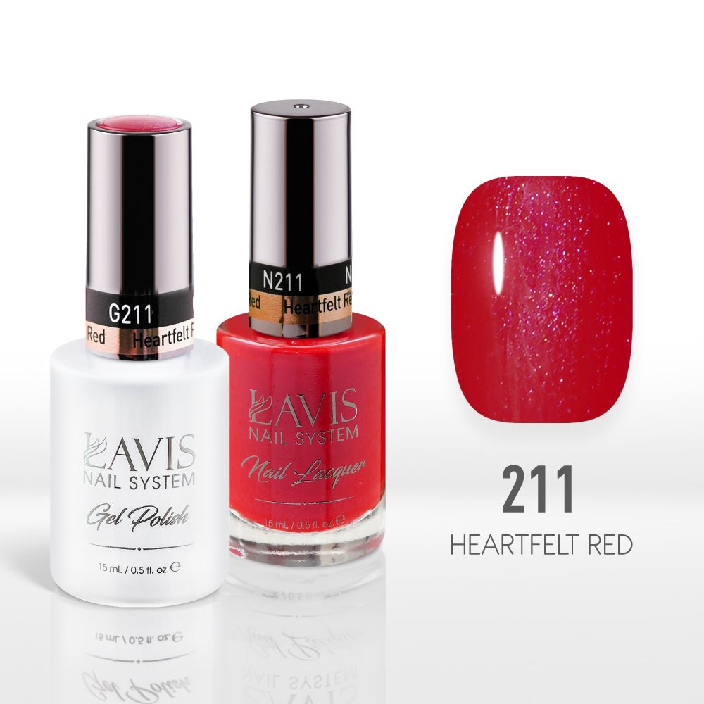 Lavis Gel Nail Polish Duo - 211 Heartfelt Red - DTK Nail Supply