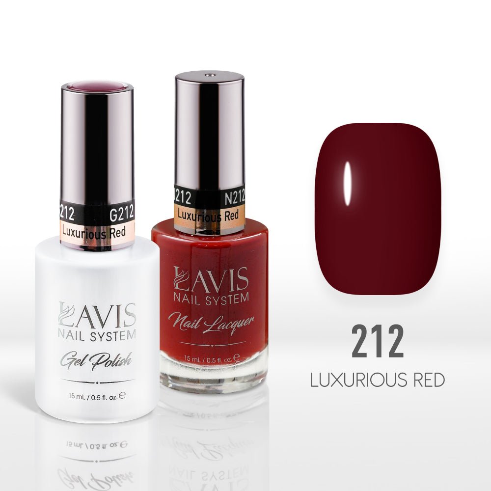 Lavis Gel Nail Polish Duo - 212 Luxurious Red - DTK Nail Supply