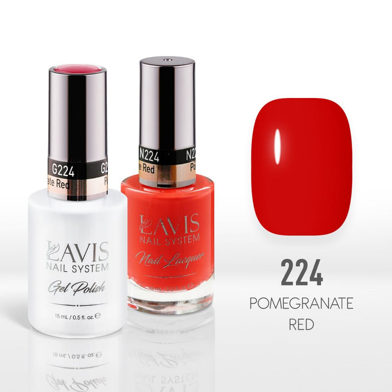Lavis Gel Nail Polish Duo - 224 Pomegranate Red - DTK Nail Supply