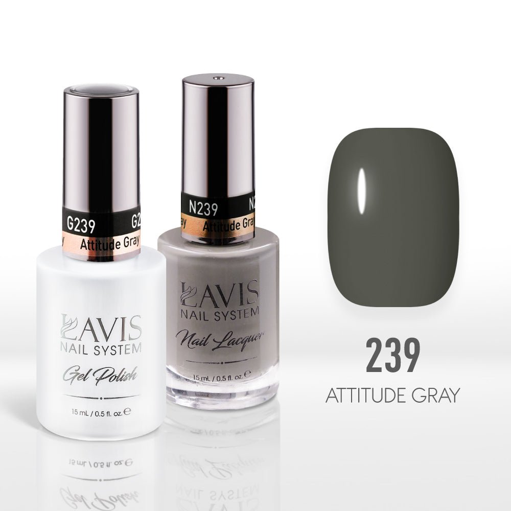 Lavis Gel Nail Polish Duo - 239 Attitude Gray - DTK Nail Supply