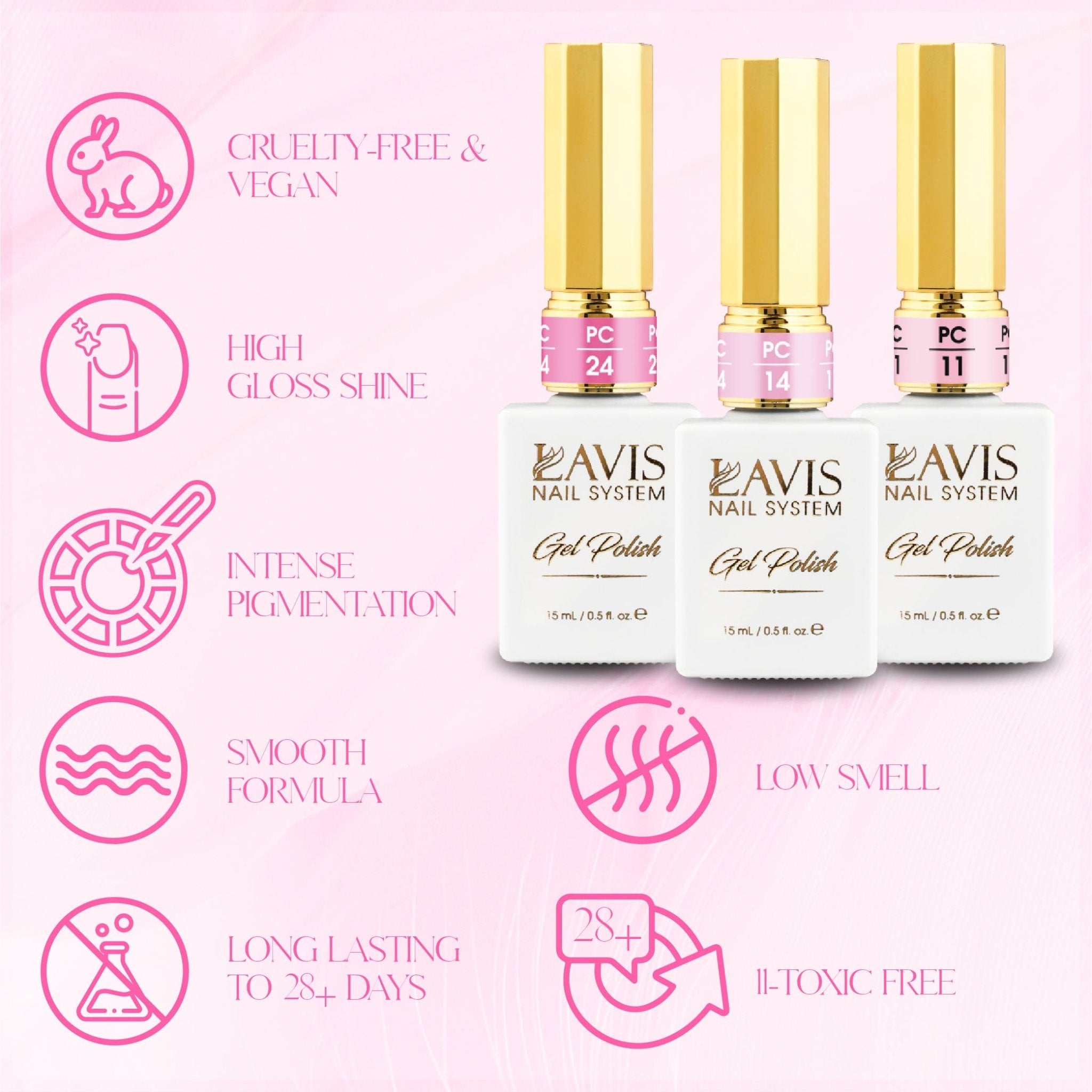 LAVIS Gel P12 Pink Collection - DTK Nail Supply