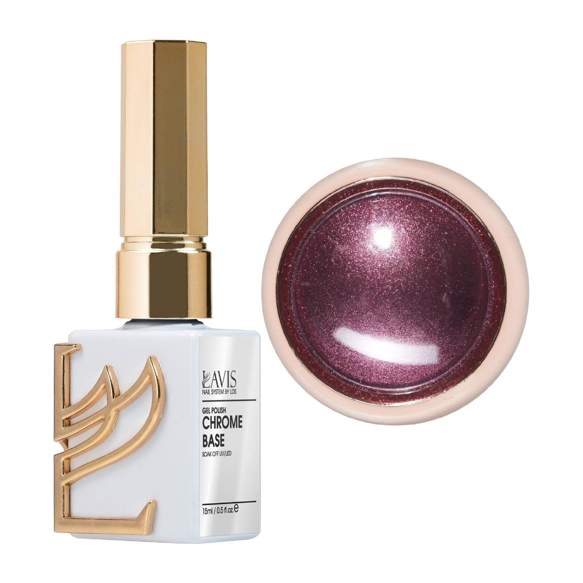 LAVIS Gel Polish Chrome Base - 0.5 oz + Classic Chrome Mauve - DTK Nail Supply