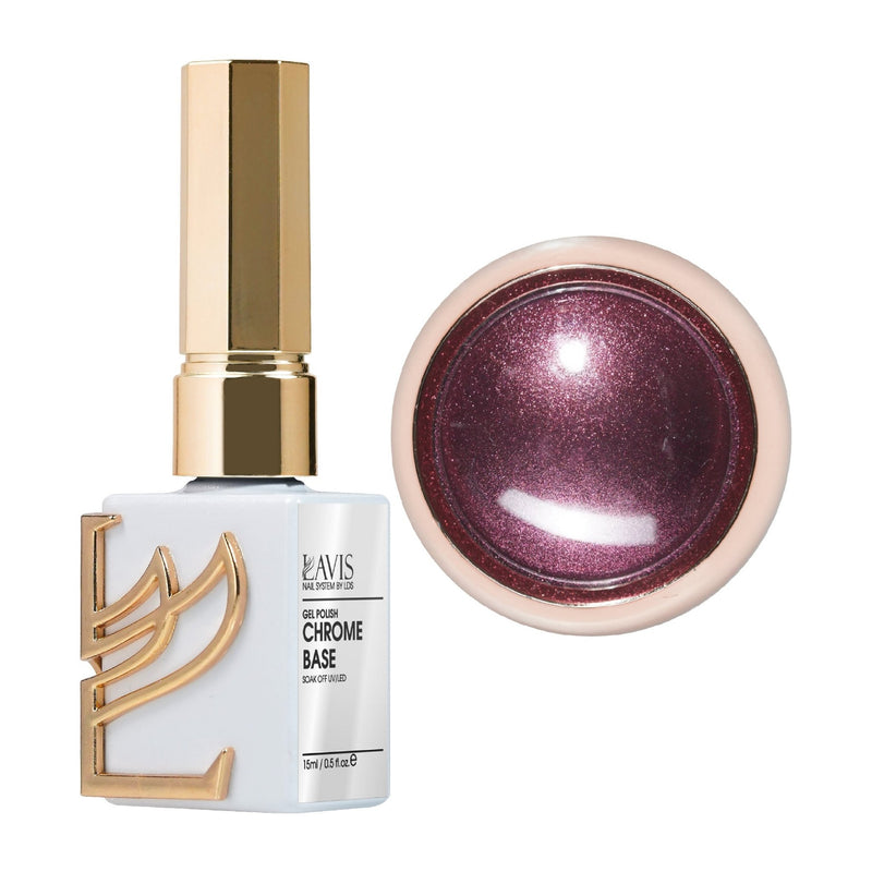 LAVIS Gel Polish Chrome Base - 0.5 oz + Classic Chrome Mauve - DTK Nail Supply